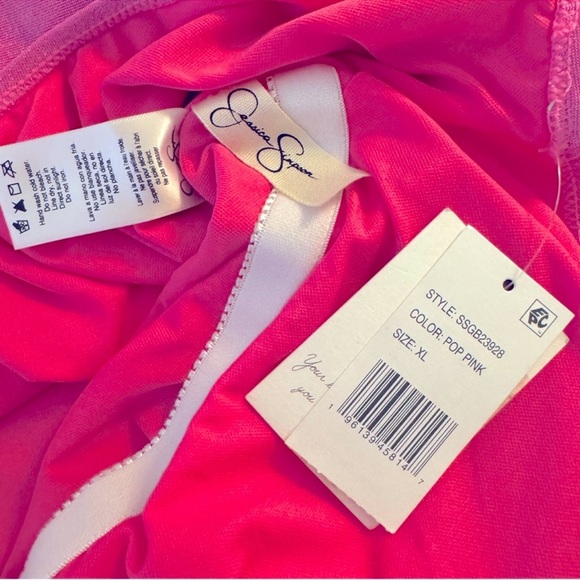 NWT Jessica Simpson Pop Pink Glitter Bomb One Piece Scoop Back Swimsuit. Size XL - Picture 8 of 9